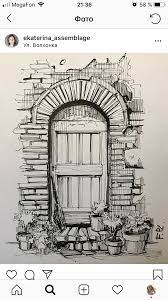 The Door With Micron Pen Architecture Diy Pen Art Drawings Architecture Drawing Art Landscape Pencil Drawings
