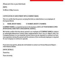 Surat ini dikongsikan oleh irlaw2u.my di laman facebook mereka. Contoh Surat Kebenaran Bekerja Semasa Pkp