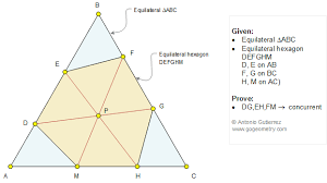 Math Geometry Problem 1212 Equilateral Triangle Equilateral Hexagon Concurrent Lines Tiled Background Image Inti Geometry Problems Math Tutor Online Math