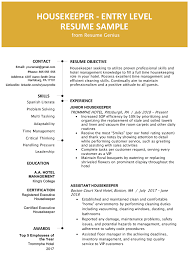 Write a great cv faster than ever before. Entry Level Hotel Housekeeper Resume Sample