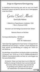 Gertie Sjert Alberti 20 01 2020 Overlijdensbericht En Condoleances Mensenlinq Nl In 2020 Condoleances Oktober