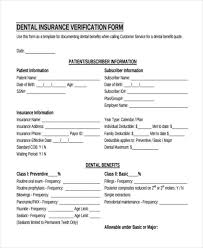 A printable dental insurance verification form helps you keep a record of patients' benefits information. Free 17 Sample Insurance Verification Forms In Pdf Ms Word