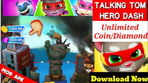 Talking Tom Hero Dash Hack Mod Apk Unlimited Coins And Unlimited Diamond Talking Tom My Talking Tom Ran Games