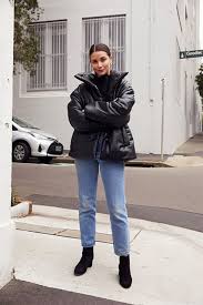 Hot Shop In 2020 Leather Jacket Street Style Puffy Jacket Outfit Winter Winter Jacket Outfits