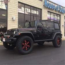 Follow @autosport718 jeep srt8 wrapped deep matte black. Jeep Wrangler Moto Metal Mo969 Wheels Satin Black Red Accents