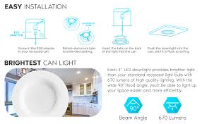 Measure your existing recessed light (the diameter in inches, not including the trim) to figure. Luxrite 4 Inch Dimmable Led Recessed Lights 10w 2700k Warm White 670 Lumens Retrofit Led Can Lights 60w Equivalent Ic Rated Baffle Trim Energy Star Dob Etl Damp Rated 4 Pack Amazon Com