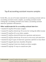 Top 8 Accounting Assistant Resume Samples