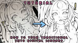 Tutorial How To Turn Traditional Lineart Into Digital Without Re Drawing Photoshop Tutorial Drawing Digital Art Tutorial Digital Art Tutorial Lineart