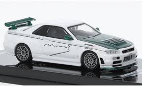 Diecast model cars Nissan Skyline 164 INNO64 GT-R (R34) Nismo R-Tune Mines  whitevert foncé RHD - Alldiecast.co.uk