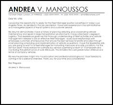 By putting your best foot forward, you can increase your chances of being interviewed. Fleet Manager Cover Letter Sample Cover Letter Templates Examples