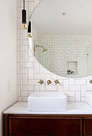 Nice 27 Cool Ideas To Use Big Mirrors In Your Bathroom Round Mirror Bathroom Bathroom Design Bathrooms Remodel