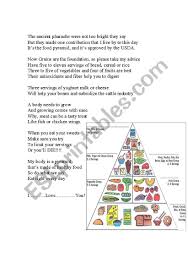 Food Pyramid Song Lyrics And Chart Esl Worksheet By Zakry3323