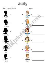 family matching esl worksheet by rcgrigsby