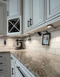 Under Cabinet Lighting And Drop Down Holders For Electronics Must Do Upper Kitchen Cabinets Home Kitchens Kitchen Remodel