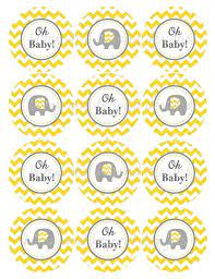 Yellow Grey Chevron Baby Shower Decorations Printable Party Supplies Cupcake Toppers Oh Baby Elephant Diy Favor Tags Instant Download 102 Decoraciones De Baby Shower Para Ninos Etiquetas Baby Shower Baby Shower Elefantes