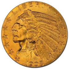 5 Indian Head 1908 1916 1929 0 2419 Troy Ounce Gold Content