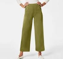 UJNDER Women's Twill Cropped Wide Leg Pants Plus Size Petite Capri Trousers  Stretch Denim Ankle Army Green XL
