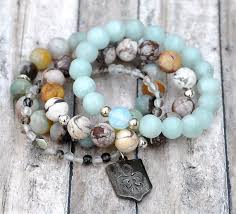 Stack Of Natural Stone Bead Bracelets Layering By Beadrustic 130 00 Beaded Bracelets Jewelry Crafts Beaded Jewelry
