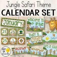 Name tags, teacher binder, classroom jobs etc. Jungle Theme Calendar Set Jungle Theme Classroom Decor Tpt