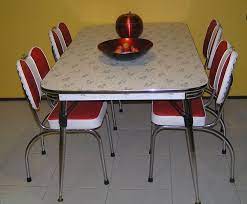 My Red And White 1950s Dining Setting After Recovering The Chairs And Upcycling The Table It S Aw Vintage Modern Kitchen Metal Kitchen Cabinets Modern Kitchen