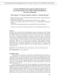Maybe you would like to learn more about one of these? Pdf Coastal Rehabilitation Through The Implementation Of Government Policy Case Study In Karawang Regency West Java Indonesia