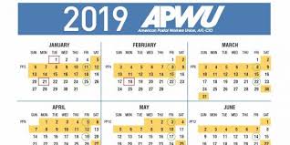 Apwu 2019 Pay Holiday Calendar Leave Chart 21st Century