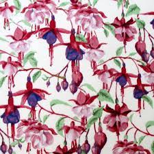 Fabric Fuchsia Watercolor Floral Fuchsias And Hummingbirds Etsy Floral Watercolor Pattern Illustration Fuchsia Flower