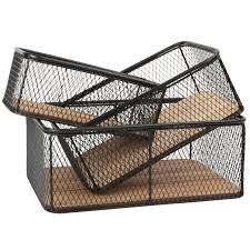 Panier En Metal Ajoure Noir X3 Maisons Du Monde Panier Metal Paniere Rangement Panier Metallique