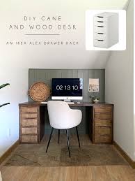 Diy Cane And Wood Desk Ikea Alex Hack Brepurposed Ikea Desk Diy Ikea Desk Ikea Alex Drawers