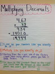 Adding and subtracting in excel is easy; Multiplying Decimals Anchor Chart Math Math Lessons Learning Math
