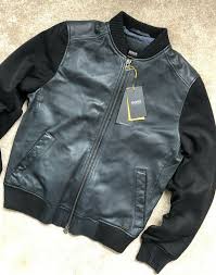 Ebay Sponsored Hugo Boss Casual Navy Leather Bomber Jacket Coat Large New Tags