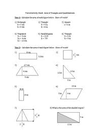 Find the area of the equilateral triangle having the side length 10 cm. Geometry Worksheet Area Of Triangles And Quadrilaterals Differentiated Tiered