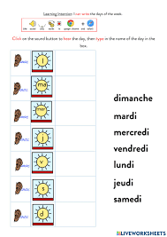 Learning day of the week and numbers in french. French Days Of The Week Writing Worksheet
