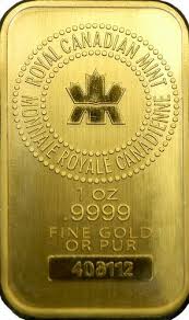 Royal Canadian Mint 1 Oz Gold Bar Obverse Gold Bullion Bars Gold Bullion Gold Money