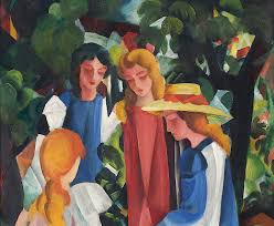 Er konzentrierte sich auf alltägliche motive und stellte die farbigkeit und bildwirkung in. How To Paint Four Girls By August Macke Classe Petit Social Painting Art Classes For Kids