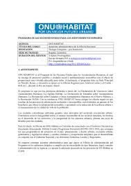 Slow food is… onu habitat. Tor Asistente Administrativo Onu Habitat Colombia
