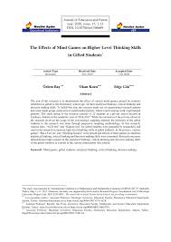 This is a great critical thinking game for students who cannot yet read, and it makes the perfect indoor recess game for strategy skills! Pdf The Effects Of Mind Games On Higher Level Thinking Skills In Gifted Students
