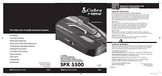Not sure which cobra radar detector is right for you? Spx5500 Radar Detector User Manual Spx5500 Manl Indd Cobra Electronics