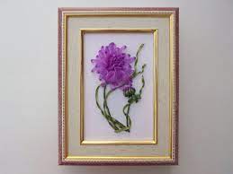 Ribbon Embroidery Dahlia Flower Organza Flower Interior Decoration Organza Ribbon Embroidery Art By Mylittlebi Embroidery Art Ribbon Embroidery Dahlia Flower