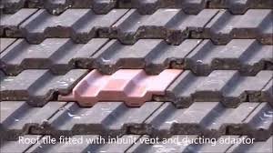 How to vent a bathroom exhaust fan through the roof. Inline Fan Installation With Roof Tile Vent Youtube