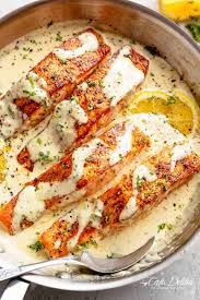We would rather stay home, make this cozy white wine shrimp pasta and have a nice dessert along with some wine. Creamy Garlic Butter Salmon Cafe Delites