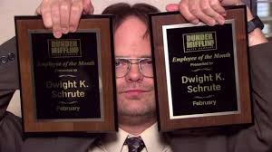 You can even start your own employee of the month program and give out an award plaque every month. Employee Of The Month Plaque Of Dwight Schrute Rainn Wilson In The Office Season 04 Episode 03 Spotern