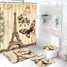 Bathroom rug sets with shower curtain. Bath Mats Rugs Toilet Covers Eiffel Tower Bathroom Rug Set Shower Curtain Bath Mat Non Slip Toilet Lid Cover Home Garden
