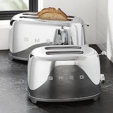 Crate Barrel Smeg Silver Retro Toasters Retro Toaster Smeg Retro Refrigerator