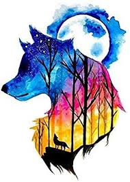 Wyuen 5 Sheets Colorful Wolf Head Women Body Art Tattoo Sticker For Men Fake Waterproof Temporary Tattoo New D Spirit Animal Art Art Drawings Cool Art Drawings