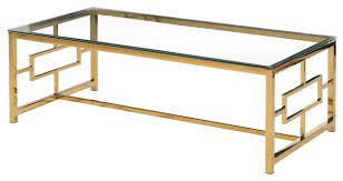 Mid century hollywood regency gold metal & glass coffee table (avbjw3) please email us for a shipping quote. Gold Stainless Steel Living Room Glass Coffee Table Contemporary Coffee Tables By Homesquare Houzz