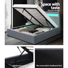 You can even complete the look with other products from the songesand series.ample storage space is hidden. Led Bed Frame Queen Size Gas Lift Base With Storage Grey New Unit