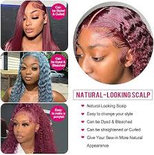 Amazon.com: Larhali Pelucas de cabello humano con encaje frontal HD 99J  prearrancado, densidad del 180%, color burdeos de 13 x 6, pelucas frontales  de onda profunda, pelucas de cabello humano natural para