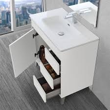 Al mobile lavabo va abbinato un lavabo da appoggio, un lavabo da incasso o da semincasso. Mobile Bagno A Terra Da 80 Cm Linea Way Bianco Lucido Specchio Lavabo