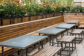 Concrete Table Tops Nando S Teddington London Outdoor Restaurant Design Outdoor Seating Cafe Concrete Outdoor Furniture